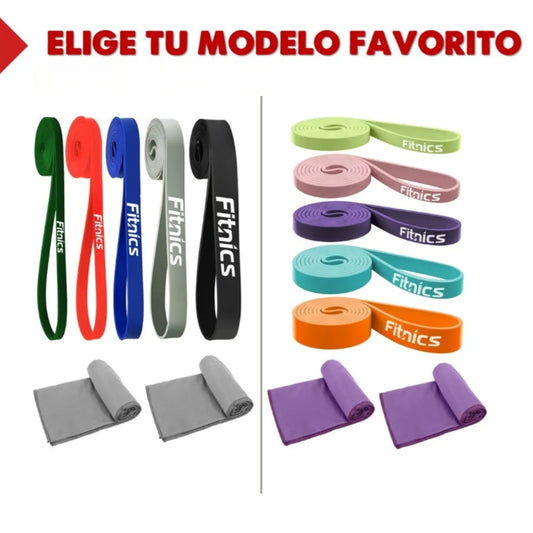 Set de bandas elásticas resistencia+2 toallas microfibra